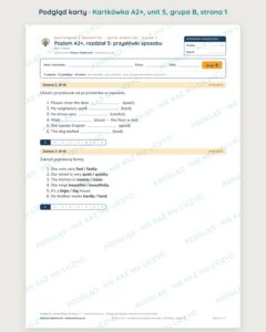 Kartkówka angielski A2+ unit 5: gramatyka: przysłówki sposobu — B–E — podgląd karty, grupa B