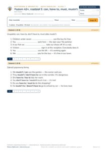 Angielski A2+ unit 5: can, have to, must, mustn't — kartkówka — okładka