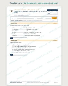 Kartkówka angielski klasa 7 A2+ unit 6: gramatyka — B–E — podgląd karty, grupa C