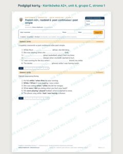 Angielski A2+ unit 6: past continuous i past simple — kartkówka — podgląd karty, grupa C