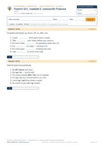 Kartkówka angielski A2+ unit 6: gramatyka: czasowniki frazowe — B–E — okładka