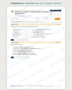 Kartkówka angielski klasa 7 A2+ unit 7: gramatyka — B–E — podgląd karty, grupa C