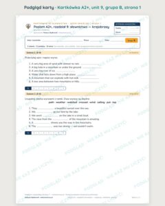 Kartkówka angielski klasa 7 A2+ unit 9: słownictwo: krajobrazy — B–E — podgląd karty, grupa B
