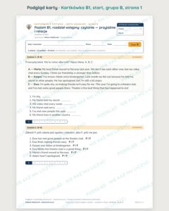 Angielski klasa 8 B1 start: czytanie: przyjaźnie i relacje — kartkówka — podgląd karty, grupa B