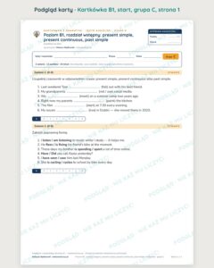 Kartkówka angielski klasa 8 B1 start: gramatyka — B–E — podgląd karty, grupa C