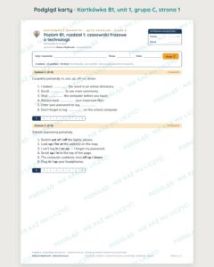 Angielski B1 unit 1: czasowniki frazowe o technologii — kartkówka — podgląd karty, grupa C