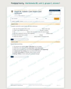 Angielski B1 unit 2: past simple a past continuous — kartkówka — podgląd karty, grupa C