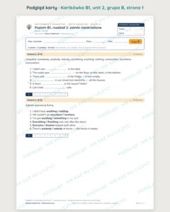 Kartkówka angielski B1 unit 2: gramatyka: zaimki nieokreślone — B–E — podgląd karty, grupa B