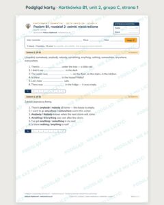 Kartkówka angielski B1 unit 2: gramatyka: zaimki nieokreślone — B–E — podgląd karty, grupa C