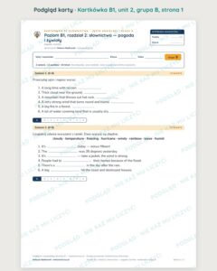 Angielski klasa 8 B1 unit 2: słownictwo: pogoda i żywioły — kartkówka — podgląd karty, grupa B