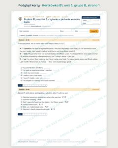 Kartkówka angielski B1 unit 3: czytanie: jedzenie w moim życiu — B–E — podgląd karty, grupa B