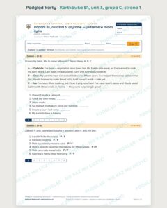 Kartkówka angielski B1 unit 3: czytanie: jedzenie w moim życiu — B–E — podgląd karty, grupa C