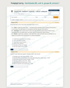 Angielski klasa 8 B1 unit 4: czytanie: ekran i widzowie — kartkówka — podgląd karty, grupa B