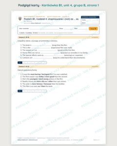 Angielski B1 unit 4: stopniowanie i (not) as … as — kartkówka — podgląd karty, grupa B