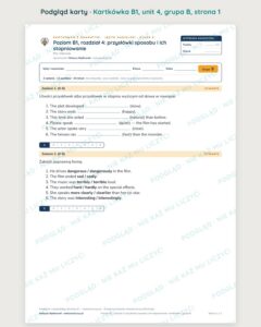 Angielski B1 unit 4: przysłówki sposobu i ich stopniowanie — kartkówka — podgląd karty, grupa B