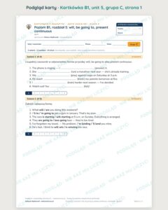 Angielski B1 unit 5: will, be going to, present continuous — kartkówka — podgląd karty, grupa C