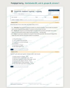 Kartkówka angielski klasa 8 B1 unit 6: czytanie: wyjazdy — B–E — podgląd karty, grupa B