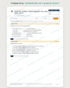 Kartkówka angielski klasa 8 B1 unit 7: gramatyka — B–E — podgląd karty, grupa B