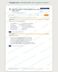 Kartkówka angielski klasa 8 B1 unit 7: gramatyka — B–E — podgląd karty, grupa C