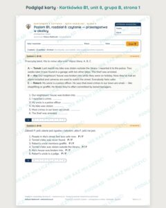 Kartkówka angielski B1 unit 8: czytanie: przestępstwa w okolicy — B–E — podgląd karty, grupa B