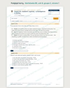 Kartkówka angielski B1 unit 8: czytanie: przestępstwa w okolicy — B–E — podgląd karty, grupa C