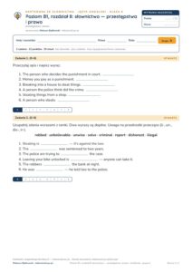 Kartkówka angielski B1 unit 8: słownictwo: przestępstwa i prawo — B–E — okładka
