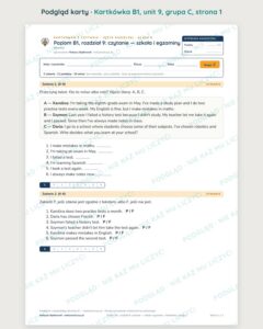Angielski klasa 8 B1 unit 9: czytanie: szkoła i egzaminy — kartkówka — podgląd karty, grupa C