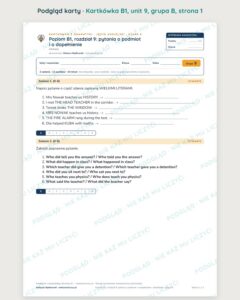 Angielski B1 unit 9: pytania o podmiot i o dopełnienie — kartkówka — podgląd karty, grupa B