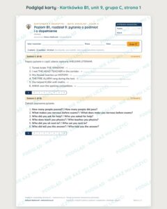 Angielski B1 unit 9: pytania o podmiot i o dopełnienie — kartkówka — podgląd karty, grupa C