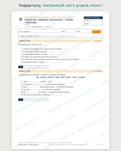 Angielski klasa 8 B1 unit 9: słownictwo: szkoła i edukacja — kartkówka — podgląd karty, grupa B