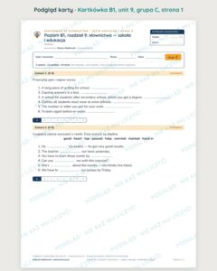 Angielski klasa 8 B1 unit 9: słownictwo: szkoła i edukacja — kartkówka — podgląd karty, grupa C