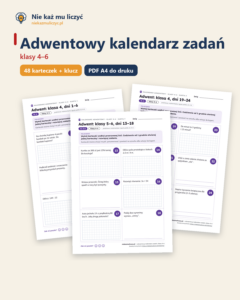 Adwentowy kalendarz zadań, klasy 4–6 — 48 kart pracy PDF z kluczem — okładka