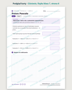 Ciśnienie, fizyka klasa 7 — 10 kart pracy PDF z kluczem — podgląd karty, strona 6