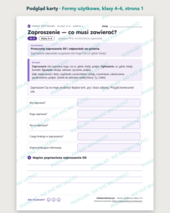 Formy użytkowe, klasy 4–6 — 11 kart pracy PDF z kluczem — podgląd karty, strona 1