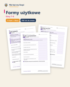 Formy użytkowe, klasy 7–8 — 11 kart pracy PDF z kluczem — okładka