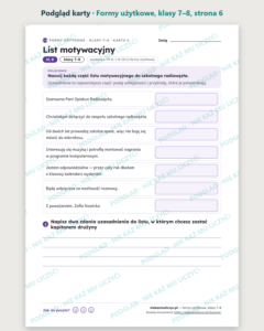 Formy użytkowe, klasy 7–8 — 11 kart pracy PDF z kluczem — podgląd karty, strona 6
