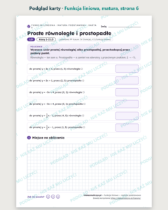 Funkcja liniowa, matura — 11 kart pracy PDF z kluczem — podgląd karty, strona 6
