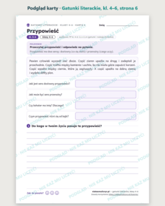 Gatunki literackie, klasy 4–6 — 11 kart pracy PDF z kluczem — podgląd karty, strona 6