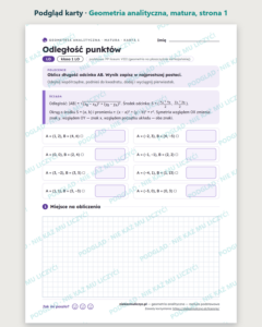 Geometria analityczna, matura — 10 kart pracy PDF z kluczem — podgląd karty, strona 1