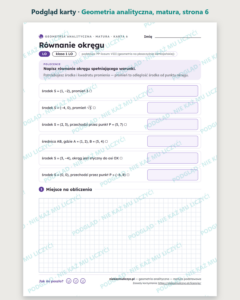 Geometria analityczna, matura — 10 kart pracy PDF z kluczem — podgląd karty, strona 6