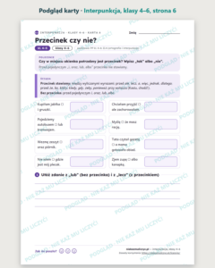 Interpunkcja, klasy 4–6 — 11 kart pracy PDF z kluczem — podgląd karty, strona 6