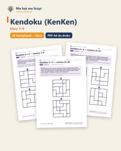Kendoku (KenKen), klasy 3–6 — 28 łamigłówek PDF z kluczem — okładka