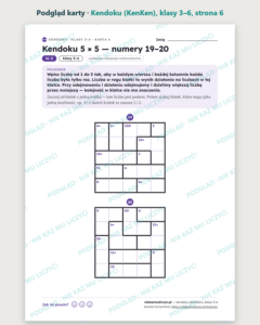 Kendoku (KenKen), klasy 3–6 — 28 łamigłówek PDF z kluczem — podgląd karty, strona 6