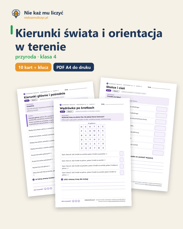 Okładka: Kierunki świata i orientacja w terenie, przyroda klasa 4