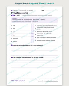 Kręgowce, biologia klasa 6 — 10 kart pracy PDF z kluczem — podgląd karty, strona 6
