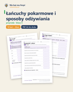 Łańcuchy pokarmowe, przyroda klasa 4 — 10 kart pracy PDF z kluczem — okładka