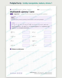 Liczby rzeczywiste, matura — 10 kart pracy PDF z kluczem — podgląd karty, strona 1