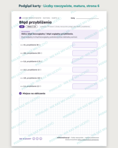 Liczby rzeczywiste, matura — 10 kart pracy PDF z kluczem — podgląd karty, strona 6