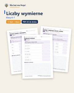 Liczby wymierne, klasy 6–7 — 11 kart pracy PDF z kluczem — okładka