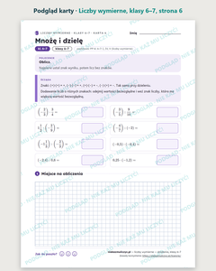 Liczby wymierne, klasy 6–7 — 11 kart pracy PDF z kluczem — podgląd karty, strona 6